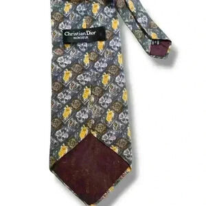 Men's Christian Dior 100% Silk Necktie| Paisley flower Pattern #064
